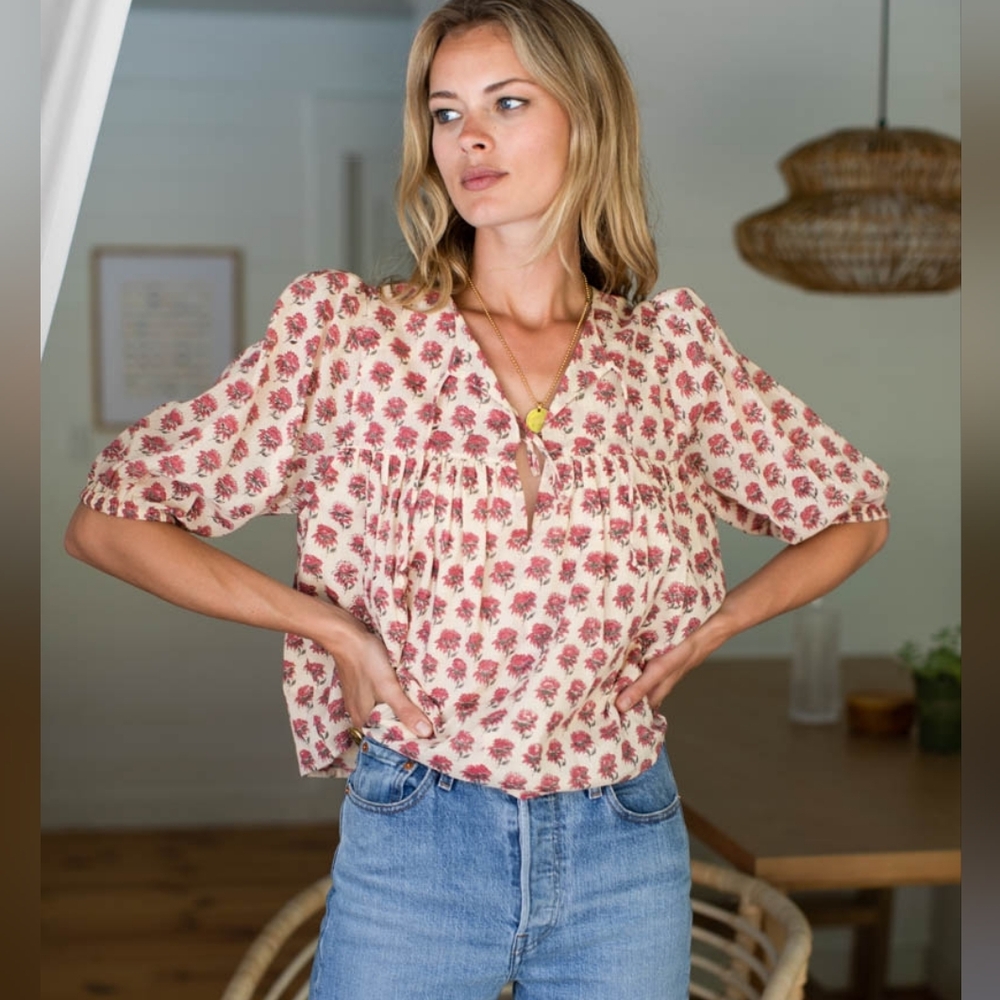 Emerson Fry India Collection Isla Puff Sleeve Top - Alma Organic